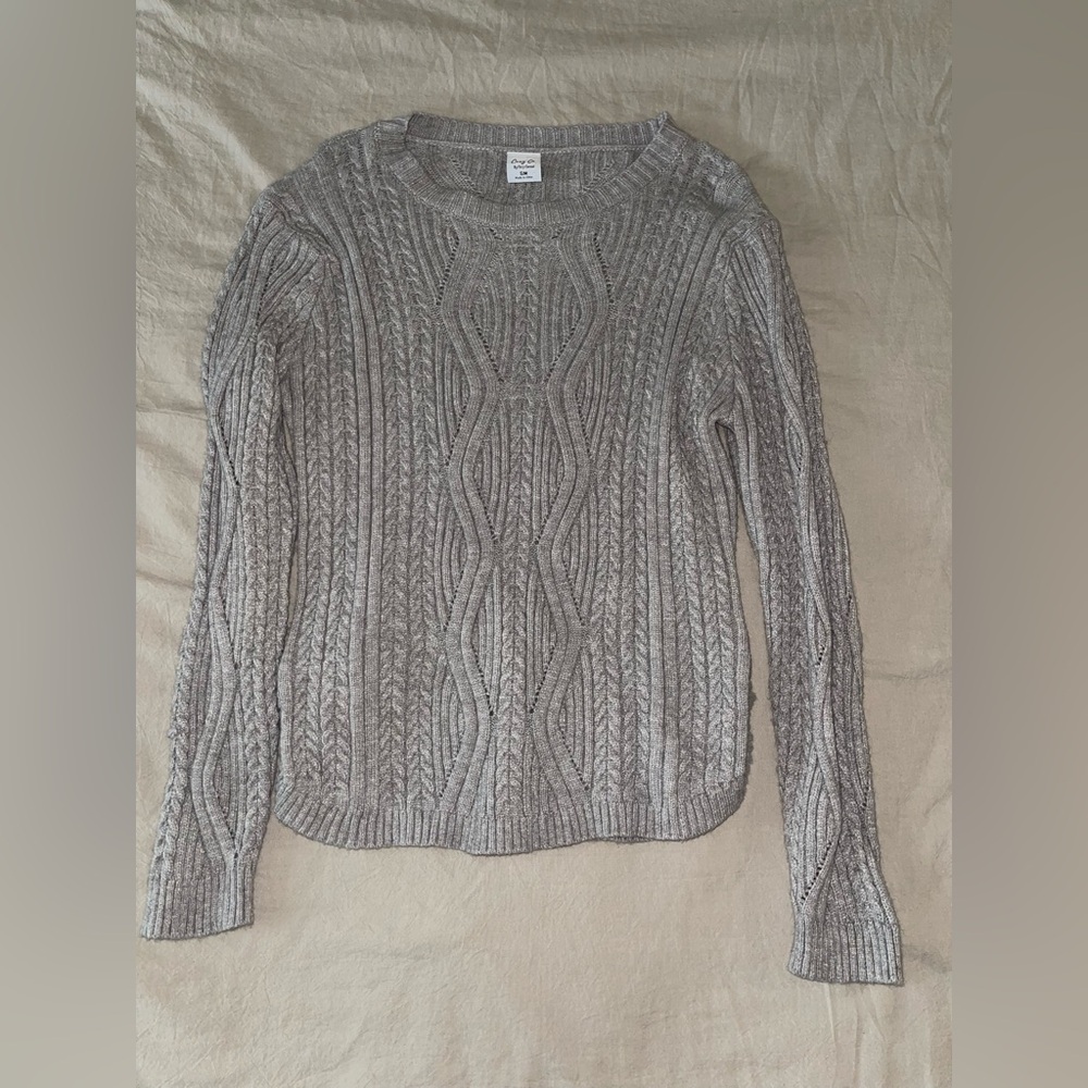 Cozy Casual Gray Cable Knit Sweater